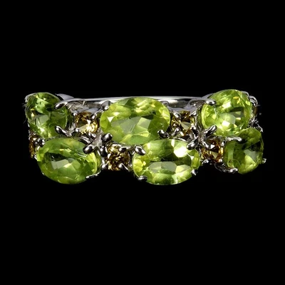 925 Sterling Silver Ring Oval Peridot 6x4mm Sapphire Gemstone Jewelry Size 7 - Image 1 of 4