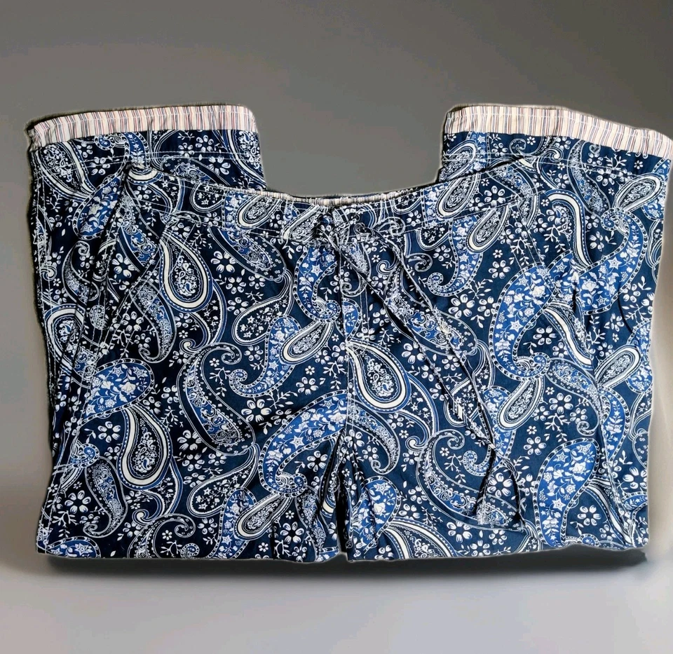 Tommy Hilfiger пейсли хлопок пижамы гостиной брюки синий белый размер 14 - Изображение 1 из 4