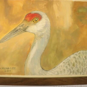 Lisa Chuan-Lee Cheng Watercolor Painting Original Signed Niles Sandhill Crane - Picture 1 of 8