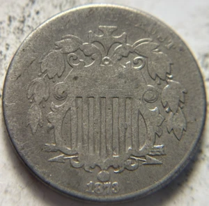 1873 5c Shield Nickel. Attractive Circulated Details, Cleaned - Picture 1 of 2