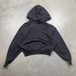 Y-3 Blank Sweatshirt Hoodie Womens XS Black Preowned Pullover Athleisure - Picture 1 of 12