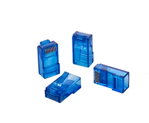 100 pcs RJ-45 Cat6 UTP Pass-Through Connectors EZ Crimp End Ethernet Plug Blue - Picture 1 of 4