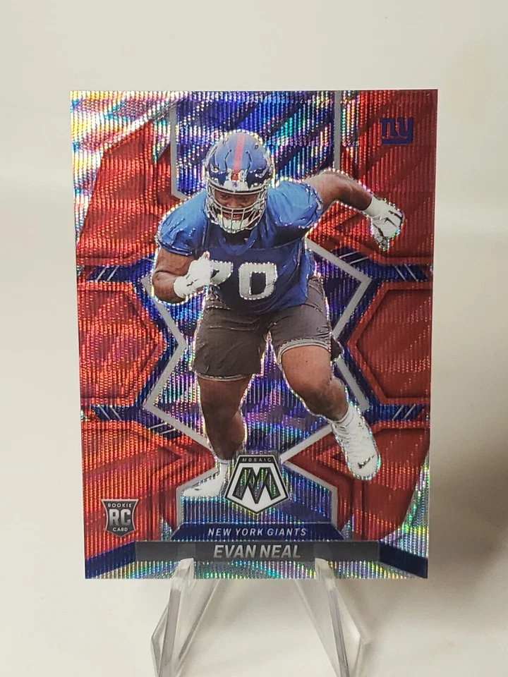2022 Panini Mosaic Evan Neal Red Wave Prizm /9 Rookie New York Giants SSP RC - Image 1 of 3