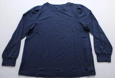 Pullover Cuddl Duds para mujer ropa cómoda manga plisada botón EJ3 azul marino mediano Foto 1 de 3