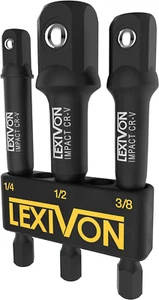 Impact Grade Socket Adapter Set, 3" Extension Bit with Holder | 3-Piece 1/4", 3/ - Picture 1 of 12