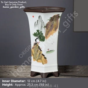 9.9" Tall Cascade Chinese Art Bonsai Pots Unglazed Purple Sand Hand Painted Pots - Picture 1 of 4