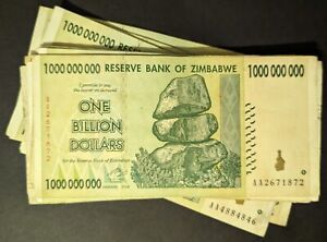 Zimbabwe 1 Billion Dollar Bill Banknote World Money Hyperinflation Currency