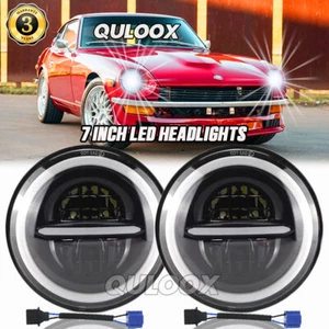 PAIR 7" inch Round LED Headlights High/Low Beam For Datsun 240Z/260Z/280Z/280ZX - Picture 1 of 13