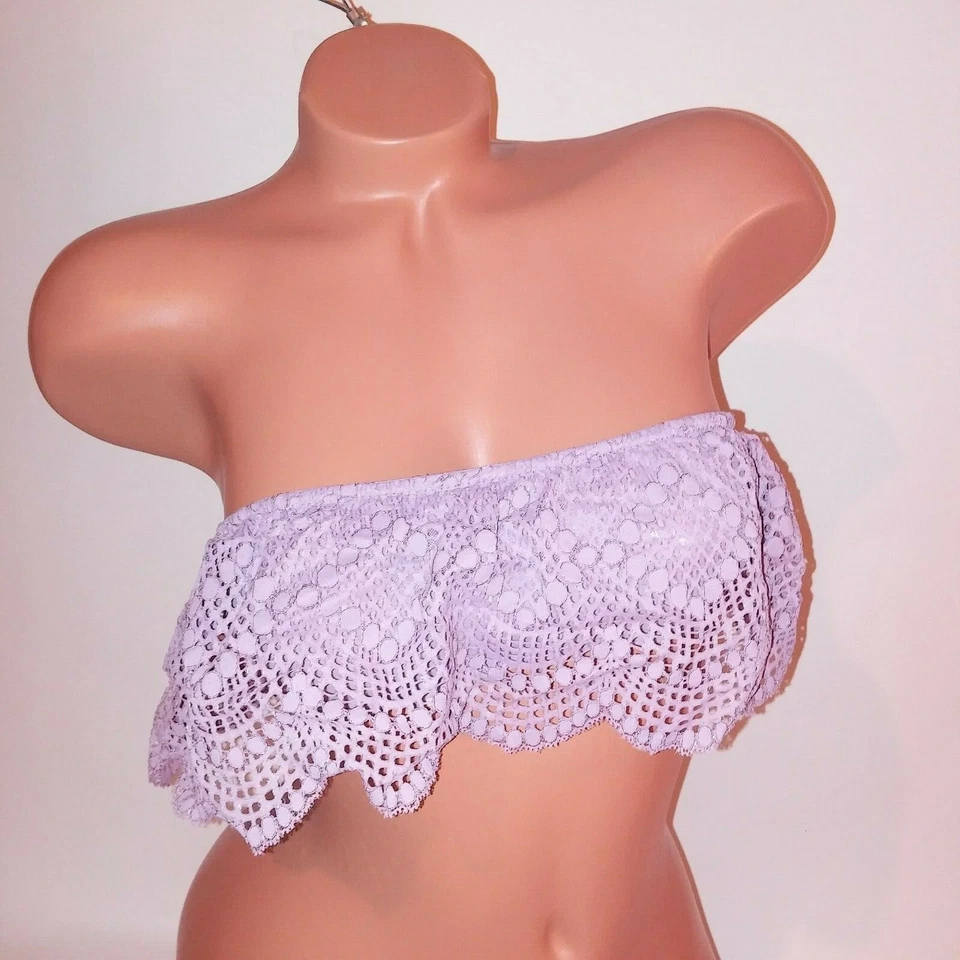 Victorias Secret Bandeau Bralette Lace Flounce Wire Lavender Size Small