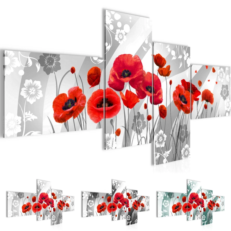 Wandbilder Blumen Mohnblumen Modern Wohnzimmer Schlafzimmer Bild Deko Feld - Bild 1 von 1