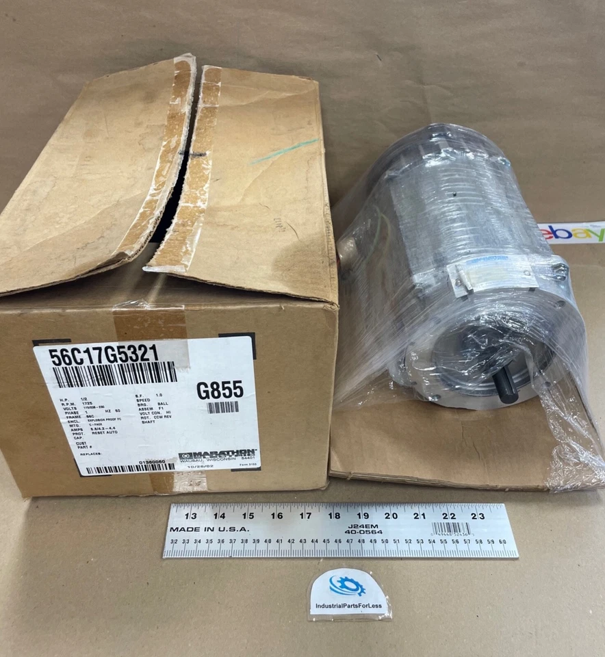 NEW Marathon 1/2hp Electric Motor G855 56C17G5321. No connector as pictured. - Image 1 of 2