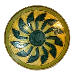 VINTAGE BRASS 7 INCH EGYPTIAN STYLE  HAND PAINTED BOWL - Picture 1 of 3