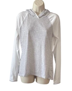 North Face Gray White Flash Dry Running Hoodie Pullover Womens Size M Activewear - Picture 1 of 12