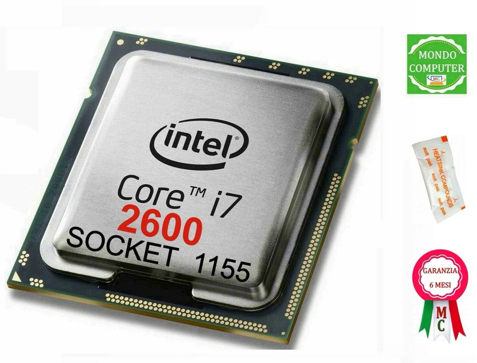 PROCESSORE INTEL SOCKET LGA 1155  i 7  2600  SR00B  + BUSTINA PASTA TERMICA - Immagine 1 di 1
