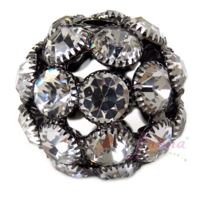 Rhinestone Ball Bead Round Black Round Medium 30mm dia  DIY Jewelry Making 1" - Image 1 of 4