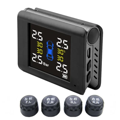 Car Tire Pressure Monitoring System Wireless Solar TPMS LED Display W/4 Sensors - Image 1 of 4