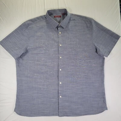 Axis Mens Shirt Button Up XXL Short Sleeve Cotton Heathered Gray Preppy - Image 1 of 4
