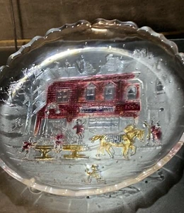 Bandeja de Navidad pintada a mano japonesa cristalina 14" - Imagen 1 de 4