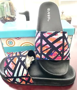 Sandalias sin cordones Anna Adult Polly 32 negras multicolores 6 1/2 para mujer - Imagen 1 de 3