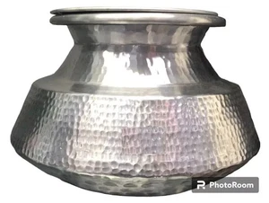 Recipiente de cocina de aluminio antiguo indio de curry, arroz, verduras olla Deig Degchi con tapa - Imagen 1 de 6