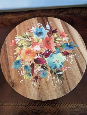 The Pioneer Woman 12" Wood Round  Lazy Susan Painted Floral Decor - Image 1 of 4