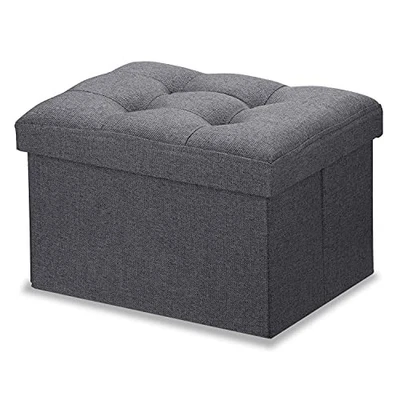  Ottoman Storage Ottoman with Storage Small Foot Rest Stool 16"X12"X12" Grey - Image 1 of 4