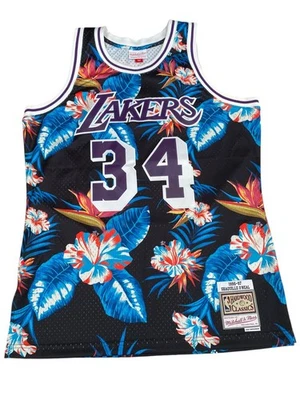 Mitchell & Ness LA Lakers Shaquille O'Neal Jersey Mens Large Floral 1996-97 - Photo 1/4