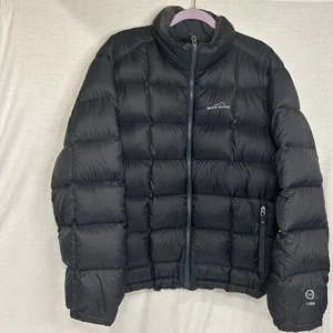 Eddie Bauer EB800 Goose Down Puffer Jacket Mens Large Black Quilted Coat - Picture 1 of 10