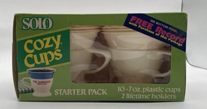 Vintage Solo Cozy Cups Starter Pack weiß 10 7 oz Tassen 2 Halter New Old Stock - Bild 1 von 8