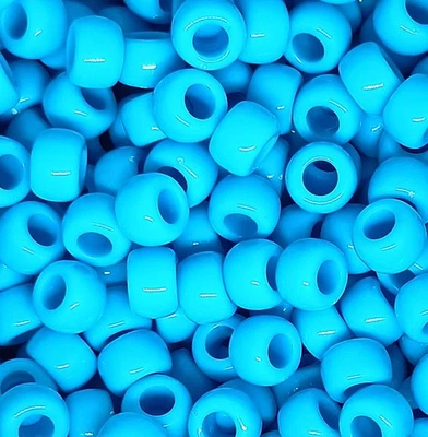 TAFFBEADS 9x6mm high quality well polished Opaque Blue acrylic Pony Beads DIY Craft