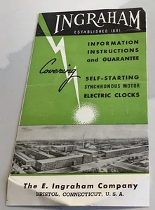 Ingraham Reloj Instrucciones Información Garantía Hoja Inserto Bristol CT De Colección - Imagen 1 de 2