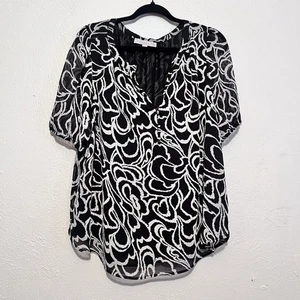 LOFT Damen Kurzarm gefütterter Chiffon Pullover Bluse Oberteil Gr. XL - Bild 1 von 7