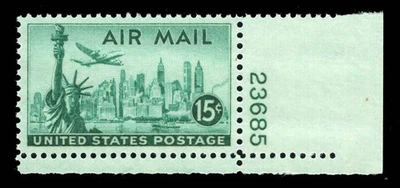 MOMEN: US #C35 PLATE SINGLE MINT OG NH PSE GRADED CERT XF-SUP 95 LOT #95438 - Image 1 of 3