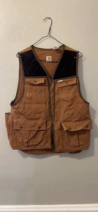 VTG Carhartt Bird Hunting Vest VU256 Brown Tan Union Made in USA Game Pocket M - Picture 1 of 8