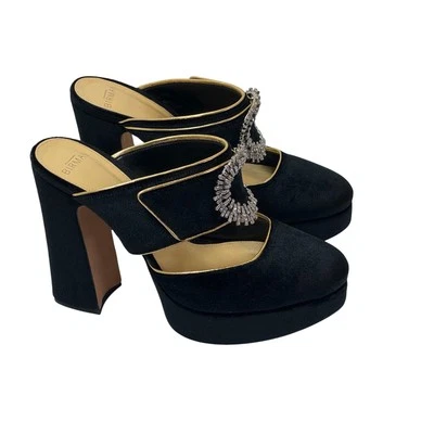 Alexandre Birman Madelina Curve Mule Talla 38.5 Negro Terciopelo Cristal Plataforma Foto 1 de 4