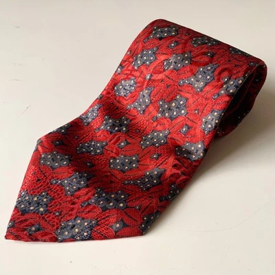 Liberty of London Silk Floral Tie Red Made in Italy Luxury Designer  - Image 1 of 4