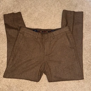 NWOT J.CREW 33x32 Brown Herringbone Tweed E4591 Slim Bedford Dress Pants Wool - Picture 1 of 10