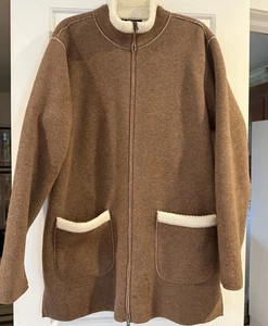 Denim & Co braun Fleece Taschen Sherpa gefüttert Knopfleiste Mantel Jacke - Bild 1 von 7