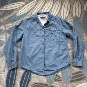 Camisa para mujer Royal Robbins Go Everywhere manga larga abotonada talla mediana azul - Imagen 1 de 5