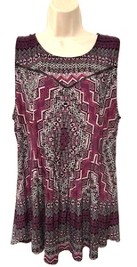 Roz & Ali Women's Blouse Plus Size 2X Blouse Red Sleeveless Pullover Top - Picture 1 of 8