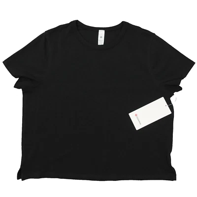 New Lululemon Size 10 Classic Fit Cotton Blend Tee Shirt BLK Black Waist Length - Image 1 of 4