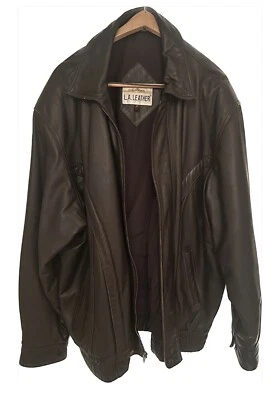 California L.A. Leather Men’s Genuine Leather Jacket With Full Zip Barely Worn - Image 1 of 4