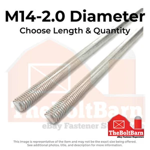 M14-2.0x1000 A4-70 Stainless Steel Fully Threaded Rods Coarse Thread (Pick Qty) - Picture 1 of 7