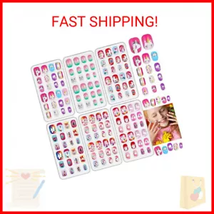 144 Pieces Girls Press on Fake Nails for Kids, Acejoz Girls Unicorn False Nails - Picture 1 of 2