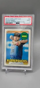 2018 Topps Heritage Shane Bieber Real One Rookie Prospect Auto PSA 9 como nuevo - Imagen 1 de 2