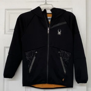 Spyder Black Zip Front Hooded Jacket Fleece Lined Sz M - Picture 1 of 5