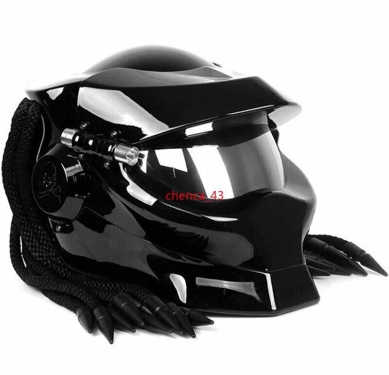 Alien vs. Casco de motocicleta Predator cara completa luz LED protector solar lente trenza Foto 1 de 4