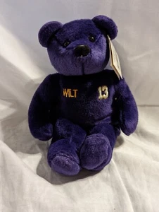 1999 "Salvino's B-Ball Bammers" "Wilt Chamberlain" 9in Plush Bear, Purple - NEW - Picture 1 of 8