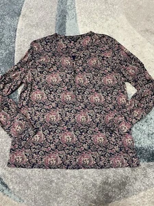 Blusa Henley Top Floral Cachemira Marca Lucky Tejido Fino Mujer Talla Grande - Imagen 1 de 6