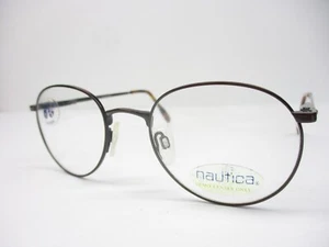 New Vintage Eyeglass Frames Nautica Italy Unisex Antique Brown Retro Round NOS - Picture 1 of 7